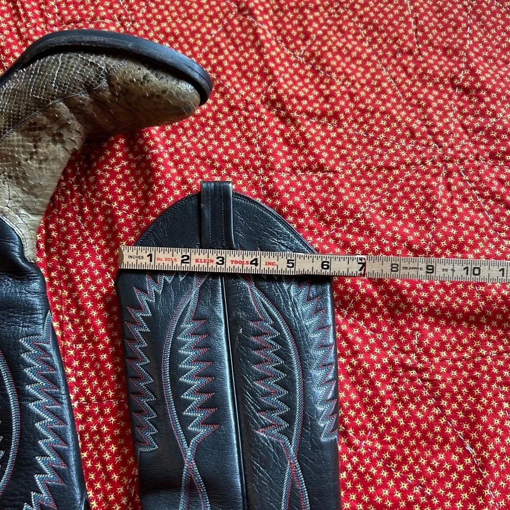 Vintage Panhandle Slim Snakeskin Cowboy Boots Black Leather Western women's 6